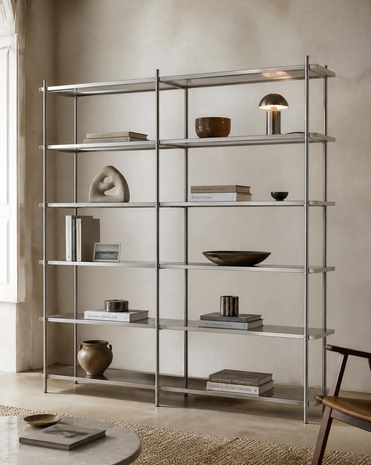 INOX · GRID — sistema desmuntable, baldes inox, corten o black, sense cargoleria vista
